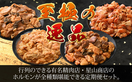 【4ヶ月定期便】【全国ホルモン大会初代優勝】星山ホルモン全種類＋若鶏もも肉4ヶ月定期便セット【行列のできるお店】