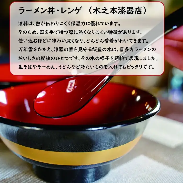 ラーメン丼レンゲ付と喜多方ラーメン7食セット　【07208-0070】