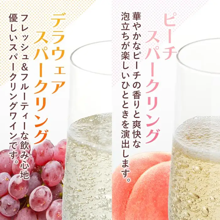 デラウェアスパークリング缶ワイン、ピーチスパークリング缶ワイン10本セット（2種×各5本