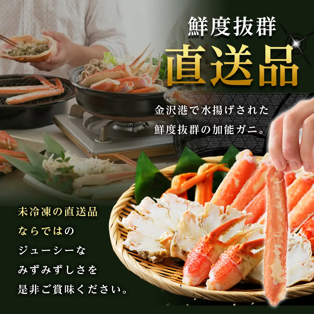 【予約受付】【訳あり】金沢港より直送！サイズおまかせボイル加能ガニ 2杯セット 蟹 かに