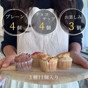 A309　八尾産米粉のグルテンフリーマフィン【お菓子 菓子 グルテンフリー 洋菓子 11個 冷凍 保存 米粉マフィン 大阪 八尾市】
