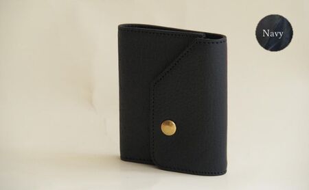FACE-C　【数量限定】革のカシミヤ　国産野生鹿革を使用した三つ折り財布 ファッション 小物 コンパクト 軽量 しなやかなさ ヴィンテージ ソフトレザー コイン  ネイビー