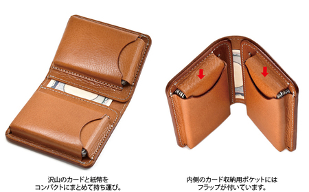 VanNuys カードが30枚～40枚程度入る小さい財布 本革 牛革 シュリンクレザー カードケース 大容量 名刺入れ バンナイズ ファッション ファッション小物  ビンテージキャメル