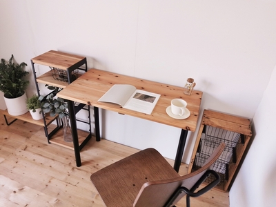 無垢材 デスク組立 工具不要 ワークデスク 900×450 [2487]