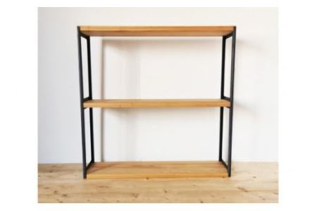 棚 MUKUとアイアンの ラック ライトブラウン W80cm×H80cm×D20cm 完成品 [0929]
