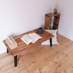 天然木 折りたたみ ローテーブル ブラウン 90×45cm 1台 完成品 [2492]