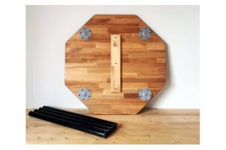 天然木 ハチカク型 ダイニング テーブル オイル+ウレタン 仕上げ 90cm 工具不要 [0947]