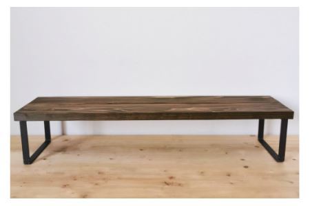 棚 無垢材とアイアンのシェルフ ダークブラウン M80cm 約横80cm×高16cm×奥行19cm 完成品 [0885]