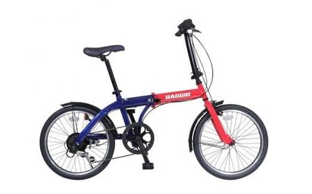 BAGGIO 防災対応 20型 ６スピード ノンパンク 折りたたみ自転車 色：レッド/ブルー｜ 自転車 防災対応 ノンパンク 折りたたみ 折りたたみ自転車 マウンテンバイク サイクリング 通勤 通学 おしゃれ ※沖縄・離島への発送は出来ません