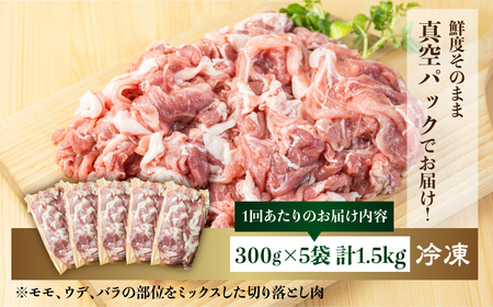 《定期便6回》訳あり 白川郷 結旨豚 もも ウデ バラ 切り落とし ミックス 300g×5袋 約1.5kg×6回 豚肉 国産 白川村 真空パック 小分け ゆいうまぶた こま切れ ブランド豚 60000円 抗生物質 合成抗菌剤不使用 冷凍 [S501]