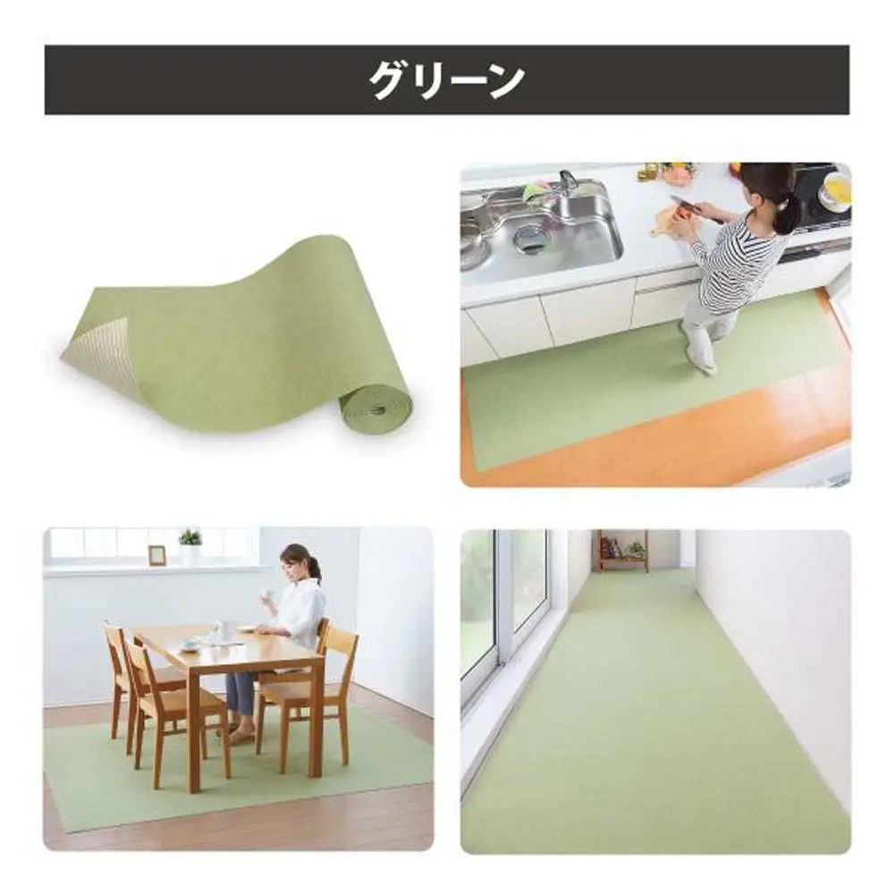 【グリーン】 サンコー おくだけ吸着 ズレない キッチンマット60×180cm 撥水 洗える KG-01