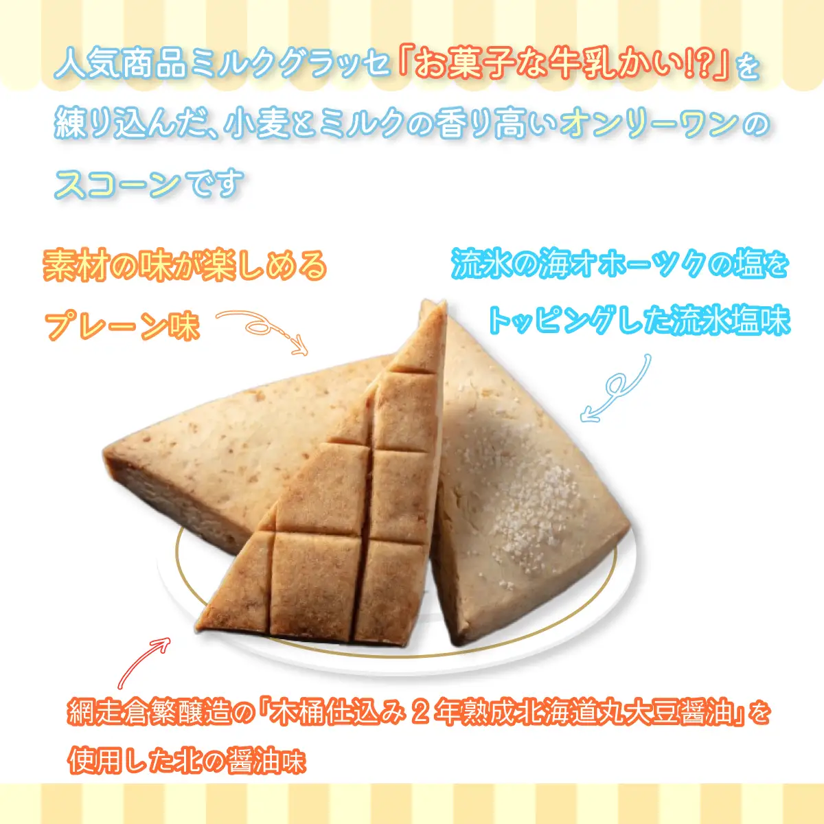 網走プレミアムスコーン3種セット　(プレーン・流氷塩味・北の醤油味）(オホーツク産/網走産/北海道産・網走加工) 【 ふるさと納税 人気 おすすめ ランキング 菓子 洋菓子 焼き菓子 スコーン オホーツク産 網走産 無添加 プレーン 流氷塩 北の醤油 北海道 網走市 送料無料 】 ABAM004