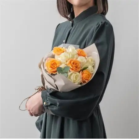 ホシファーム　フリルブーケ　ホワイトオレンジ　12本_花・観葉植物  花 _【配送不可地域：離島】【1465231】