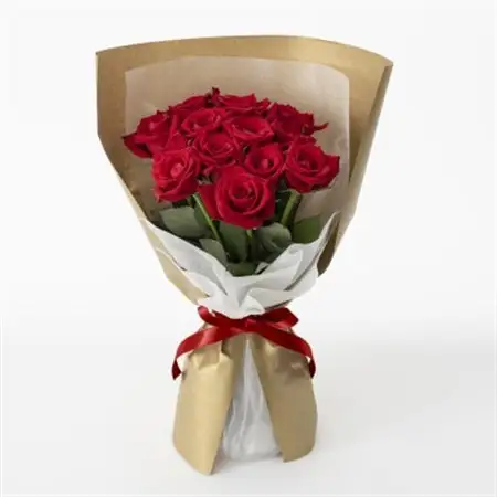 ホシファーム　届いた姿でそのまま飾れるスタンディング薔薇ブーケ　ルージュ12本_花・観葉植物  花 _【配送不可地域：離島】【1465220】