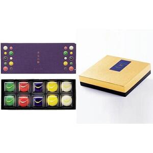 「水玉の陣」 - Gift Box 10 piece - ＆ Blue Jewel ブルージュエル - Gift Box of 9 piece -セット　【お菓子・チーズケーキ・レアチーズケーキ・宝石・上品・華やか・スイーツ・クリームチーズ・ブルーベリー・ゆず・ずんだ・地元食材・セット】