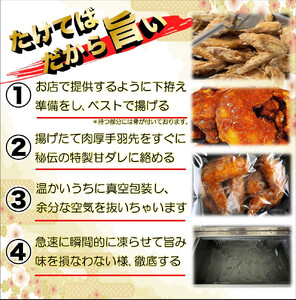 特製骨なし手羽先唐揚げ【たけてば】瞬間急速冷凍仕上げ(5本入×4セット）　【 惣菜 冷凍 冷凍から揚げ つまみ お酒のあて おかず お弁当 レンジ調理 温めるだけ 簡単調理 時短 ギフト お歳暮 贈答品 】