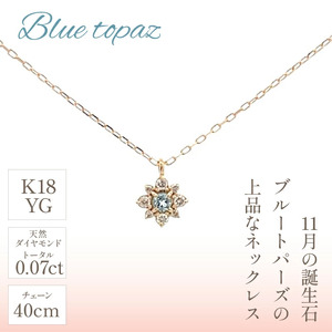 K18バースデーネックレス　ブルートパーズ　11月　管理番号254991　×1本 218-046