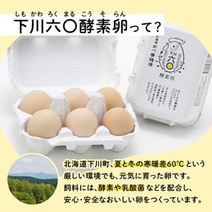 ＜定期便＞【Mサイズ 20個×6ヶ月コース】20個（18個＋割れ補償2個） 安心・安全な『下川六〇酵素卵』を毎日の食卓に！ 下川ろくまる あべ養鶏場 割れ補償付き ブランド卵 たまご F4G-0298