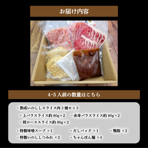熟成 いのしし ぼたん鍋 セット 4-5人前 【数量選択可】 ジビエ 鍋 セット 小分け 冷凍 猪 ぼたん鍋 用 肉 スライス 赤身 ロース 熟成肉 牡丹鍋 鍋セット ちゃんぽん セット【SKY004】
