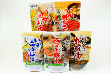 塩辛・珍味 スタンドパック 詰め合わせ 5品セット [小野万 宮城県 気仙沼市 20565724]
