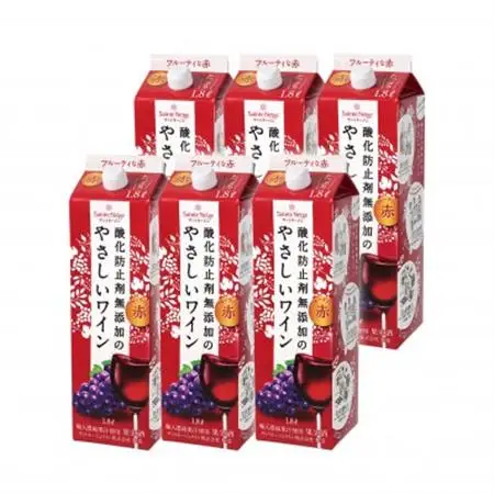 酸化防止剤無添加のやさしいワイン　1,8L　赤　紙パック　6本セット【1466535】