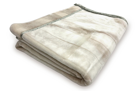 洗える ボリューム満点 マイヤー衿付合わせ毛布 シングルサイズ(約140×200cm) MS-152 ベージュ [4495]