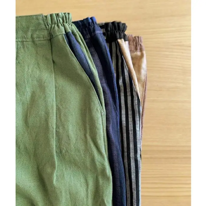 会津木綿ワイドパンツ（青系）　【07208-0218-2】