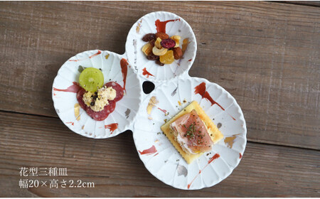 有田焼 和彩金銀赤花型 ペアカップ 花型三種皿 (大) セット モダン 花模様 取皿 うつわ フリーカップ 和食器 富永陶磁器 A35-265