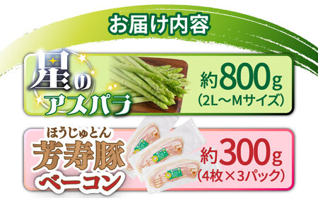 【2026年5月下旬〜発送】【ほしのYA×芳寿牧場】グリーン アスパラガス 約800g 芳寿豚 の ベーコン 約300g ベーコン巻き セット / アスパラ 野菜 豚肉 / 南島原市 / ほしのYA [SEY012]