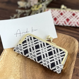 こぎん刺し　印鑑ケース（黒×生成り）ハンドメイド印鑑ケース手作り 青森県五所川原市