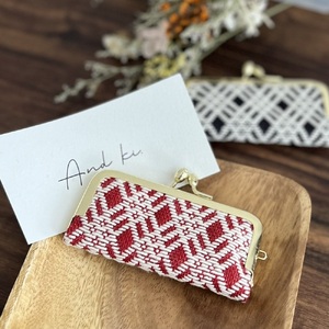 こぎん刺し　印鑑ケース（赤×生成り）ハンドメイド印鑑ケース手作り 青森県五所川原市