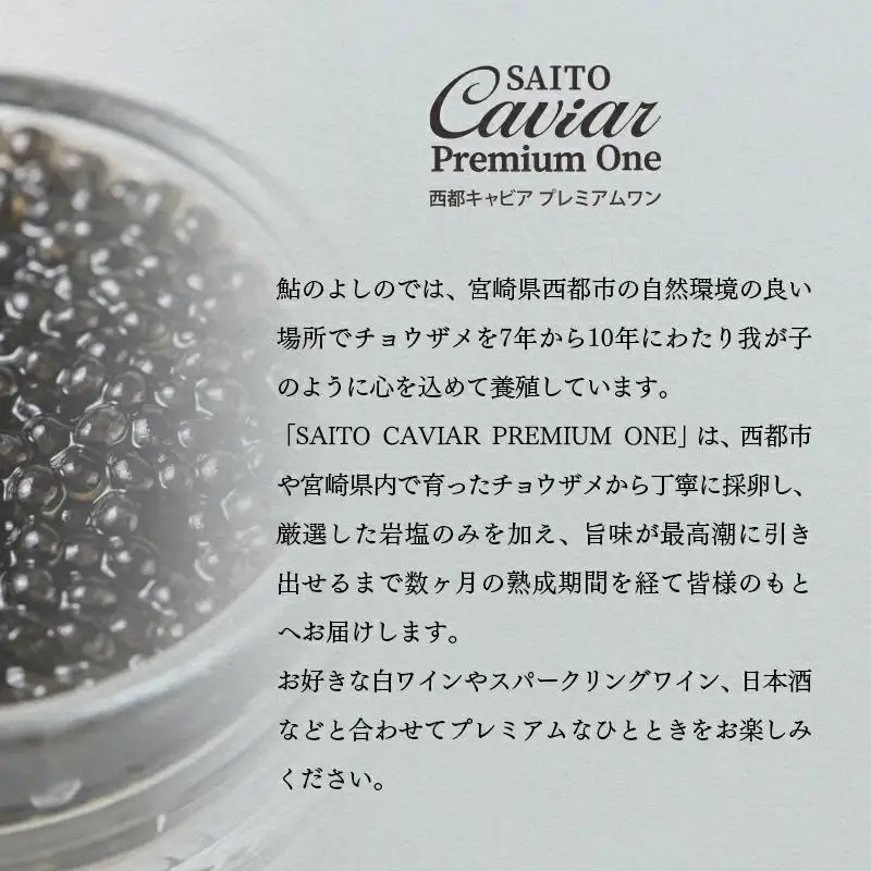 「SAITO CAVIAR PREMIUM ONE SHIRO」12g　西都市オリジナルキャビア　鮎のよしの＜25-13a＞