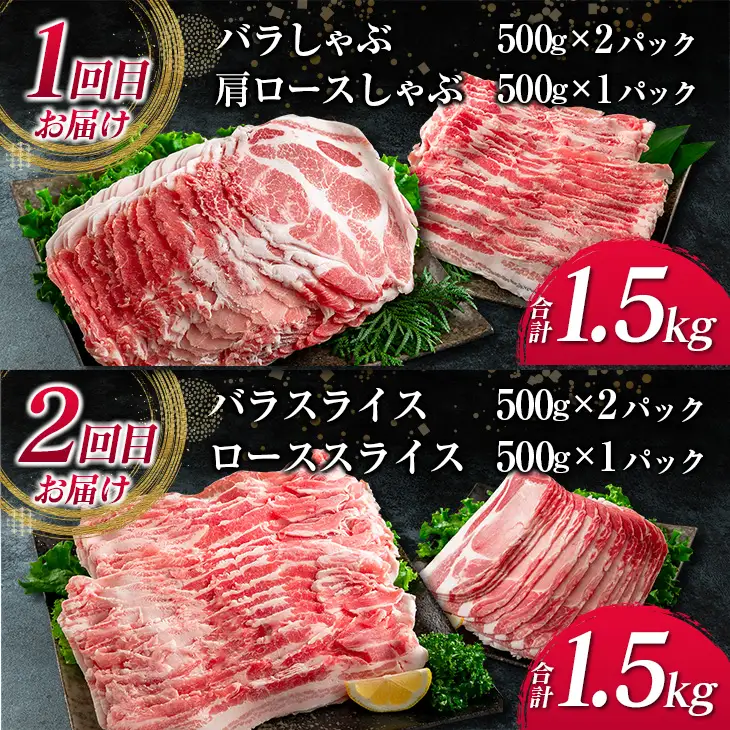 数量限定 5か月 お楽しみ 隔月 定期便 豚肉 大満足 セット 総重量7.5kg ポーク 国産 宮崎県産 しゃぶしゃぶ スライス 焼肉 大容量 豚ロース 豚肩ロース 豚バラ 豚しゃぶ 食品 おかず おつまみ お弁当 食べ比べ 詰め合わせ BBQ おすすめ 日南市 送料無料_JG2-23