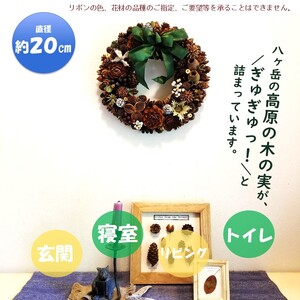 木の実いっぱいのリース （約20cm） グリーンリボン | リース