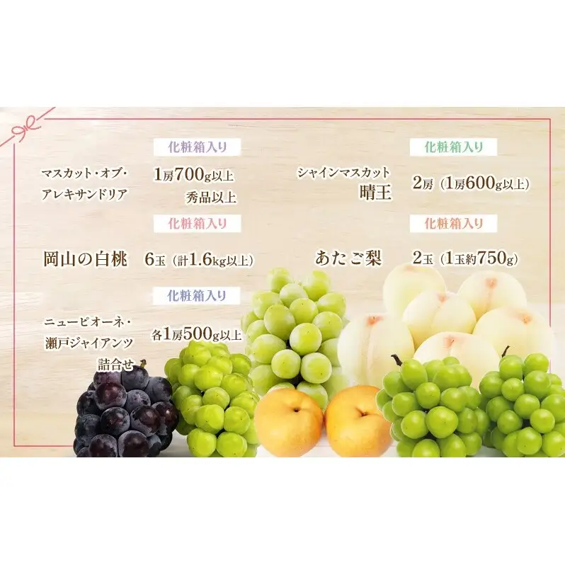フルーツ 定期便 2026年 先行予約 フルーツ王国 岡山の果物 5回コース 夏～冬物語 桃 もも 葡萄 ぶどう 梨 なし岡山県産 国産 果物 セット ギフト 