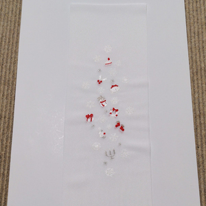 半衿　クリスマス柄　白地に白赤　刺繍　半襟 和装 民芸品 工芸品 伝統技術 篠原縫製