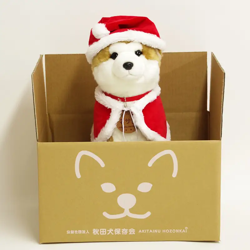 180P7301 【サンタver】秋田犬マサルぬいぐるみ座りLサイズ
