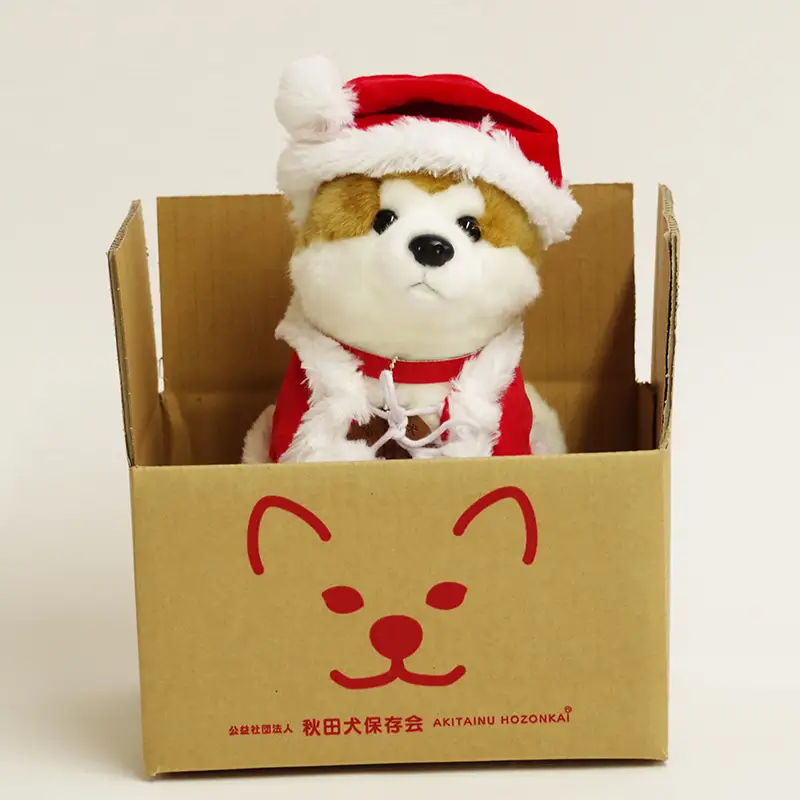 80P7310 【サンタver】秋田犬マサルぬいぐるみ座りMサイズ