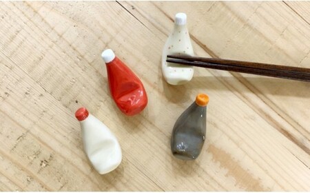有田焼 ソース 箸置き 4個セット 24to3【西富陶磁器】箸置 はしおき ソース型 ミニチュア ミクロス かわいい 手作業 A14-171