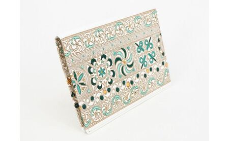 【文庫屋大関】パーソナルホルダー　錦紗＜緑＞【皮革工芸品】 民芸品 雑貨 日用品 牛革 イスラム文様 ギリシャ文様 