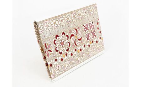 【文庫屋大関】パーソナルホルダー　錦紗＜ピンク＞【皮革工芸品】 民芸品 雑貨 日用品 牛革 イスラム文様 ギリシャ文様 