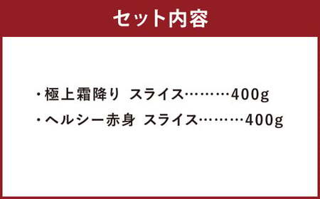 博多和牛 スライスセット (極上霜降り400g、ヘルシー赤身400g)