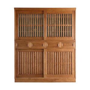 旭川家具 山室家具製作所 民芸家具 北の匠(H) No.1 水屋 150 ナラ 【 国産 無垢 インテリア 木製 収納 民芸 ダイニングボード 食器棚 キッチンボード ダイニング キッチン 北海道 】 _03243