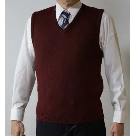 無地 メンズニット ベスト ワイン 3L寸 15200_装飾品・工芸品 男性・メンズ 洋服 _【1219178】