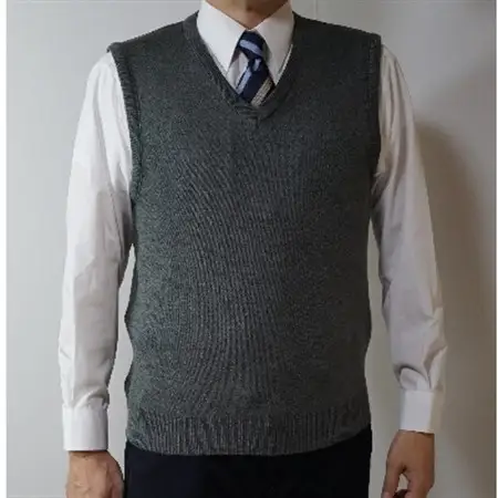 無地 メンズニット ベスト グレー 4L寸 15200_装飾品・工芸品 男性・メンズ 洋服 _【1219200】