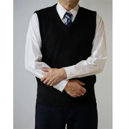 無地 メンズニット ベスト クロ 4L寸 15200_装飾品・工芸品 男性・メンズ 洋服 _【1219553】