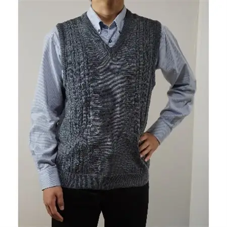 模様有 メンズニット ベスト グレー LL寸 15130_装飾品・工芸品 男性・メンズ 洋服 _【1219568】