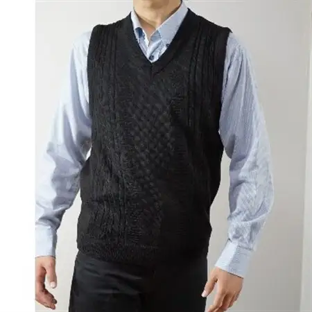 模様有 メンズニット ベスト クロ LL寸 15130_装飾品・工芸品 男性・メンズ 洋服 _【1219583】