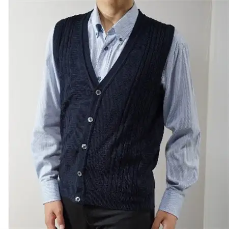 模様有 メンズニット オープンベスト コン LL寸 15150_装飾品・工芸品 男性・メンズ 洋服 _【1219747】