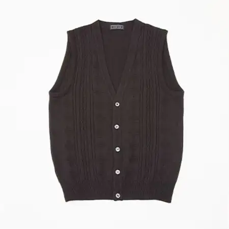模様有 メンズニット オープンベスト クロ M寸 15150_装飾品・工芸品 男性・メンズ 洋服 _【1219750】